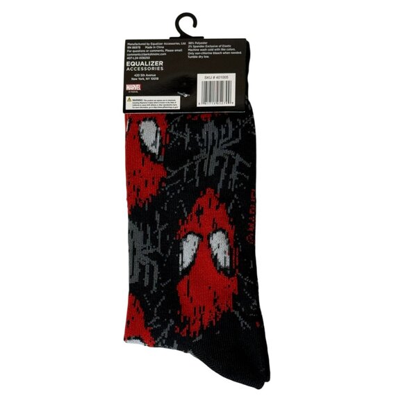 Marvel Spider-Man Black Red Crew Socks Size 9-13 NWT - Picture 2 of 2